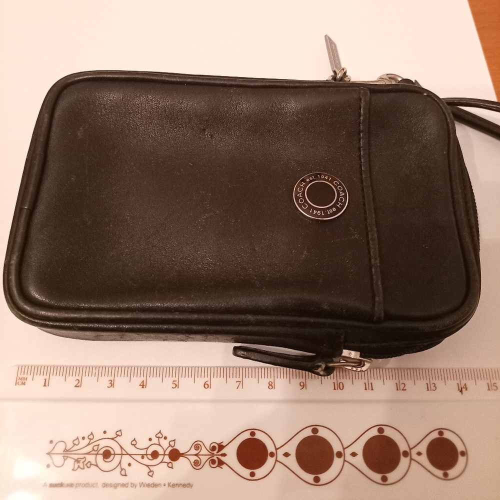 Coach Black Leather Wristlet Pouch - Picture 2 of 6